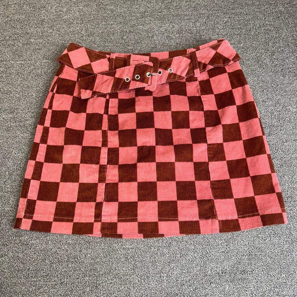 Wild Fable Rose Burgundy Berry Checker Mini‎ Skirt Preppy Women's Size 6 Twee